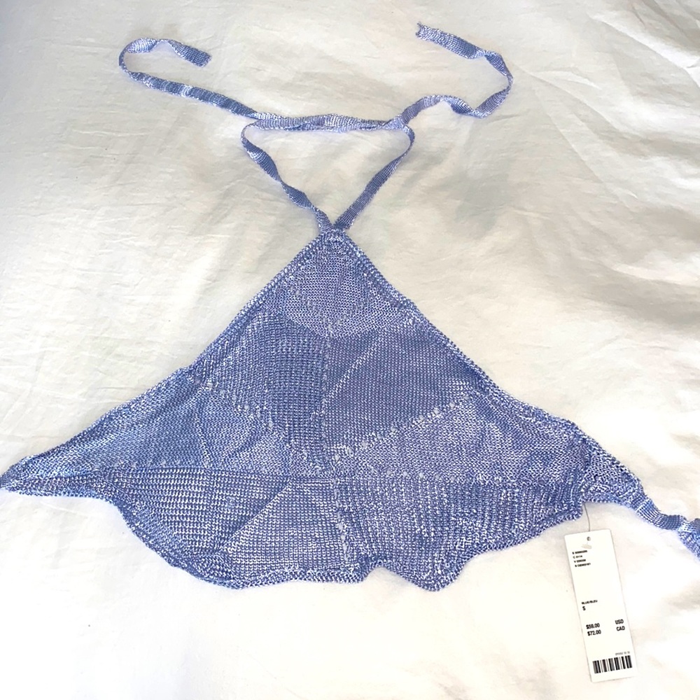 Blue halter diamond style UO top